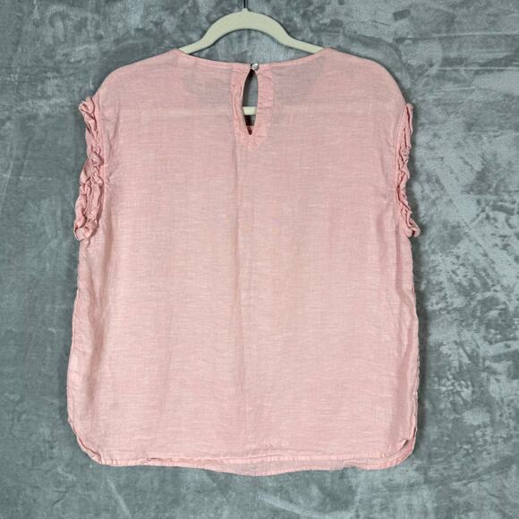 Cynthia Rowley Top Large Pink 100% Linen - Picture 8 of 8